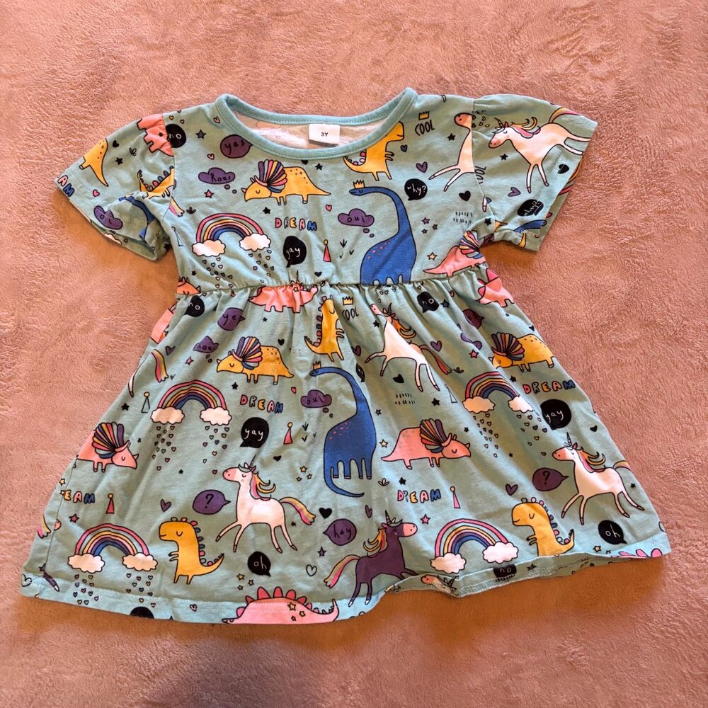Hanna Andersson Hot Air Balloon Dress + Dino Unicorn Dress Bundle | 3T | 100% Co - Picture 6 of 11